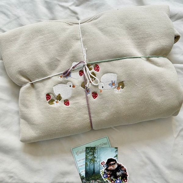 Strawberry Duck Embroidered Crewneck - Image 2