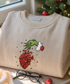Christmas Cardiac Nurse Embroidered Sweatshirt, Heart Anatomy Christmas Crewneck, Tachy Christmas ICU Nurse