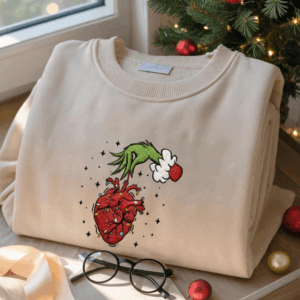 Christmas Cardiac Nurse Embroidered Sweatshirt, Heart Anatomy Christmas Crewneck, Tachy Christmas ICU Nurse