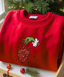 Alternative view of Christmas Cardiac Nurse Embroidered Sweatshirt, Heart Anatomy Christmas Crewneck, Tachy Christmas ICU Nurse