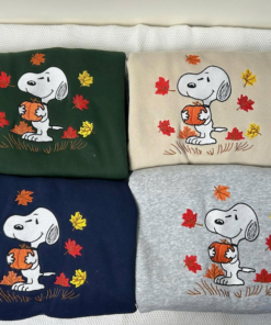 Cute Dog Embroidered Sweatshirt, Snoopy Sweatshirt, Fall Sweatshirt, Pumpkin Crewneck, Halloween Gift, Cozy Fall Aesthetic