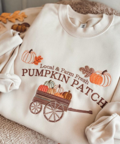 Pumpkin Patch Sweatshirt, Halloween Embroidered Sweatshirt, Fall Sweatshirt, Pumpkin Crewneck, Halloween Gift, Cozy Fall Aesthetic