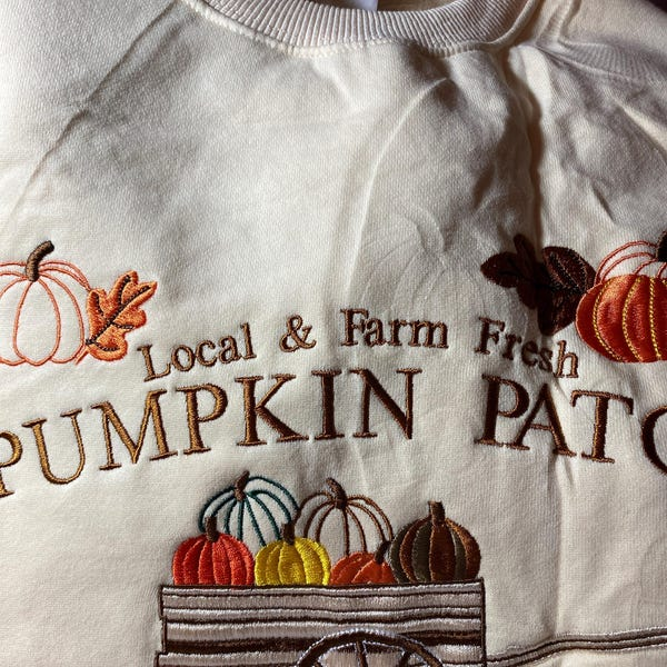 Pumpkin Patch Sweatshirt, Halloween Embroidered Sweatshirt, Fall Sweatshirt, Pumpkin Crewneck, Halloween Gift, Cozy Fall Aesthetic - Image 3