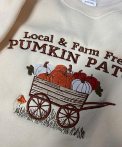Alternative view of Pumpkin Patch Sweatshirt, Halloween Embroidered Sweatshirt, Fall Sweatshirt, Pumpkin Crewneck, Halloween Gift, Cozy Fall Aesthetic