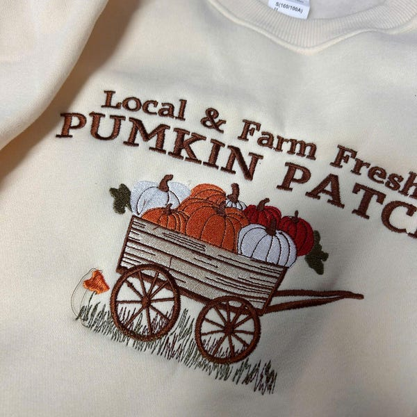 Pumpkin Patch Sweatshirt, Halloween Embroidered Sweatshirt, Fall Sweatshirt, Pumpkin Crewneck, Halloween Gift, Cozy Fall Aesthetic - Image 2
