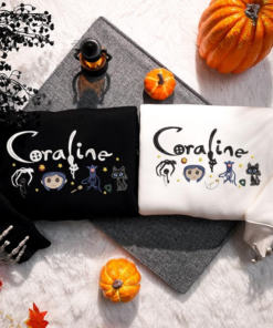 Coraline Embroidered Sweatshirt, Halloween Embroidered