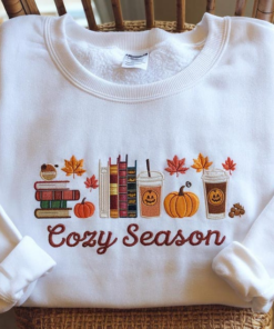 Cozy Season Embroidered Sweatshirt, Autumn  Shirt/Sweatshirt/Hoodie