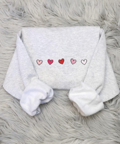 Embroidered Mini Hearts Crewneck, Elegant Valentine's Sweatshirt