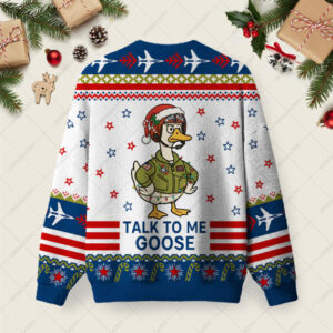 Alternative view of Talk to Me Goose Ugly Christmas Fuzzy Fleece Sweatshirt