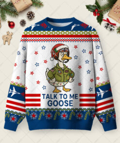 Talk to Me Goose Ugly Christmas Fuzzy Fleece Sweatshirt