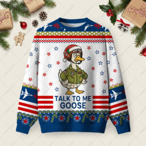 Talk to Me Goose Ugly Christmas Fuzzy Fleece Sweatshirt