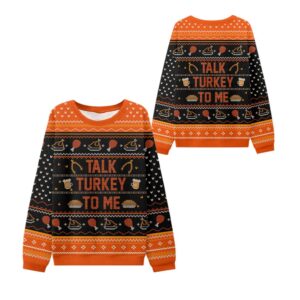 Alternative view of Talk Turkey To Me Thanksgiving Ugly Sweater - Grishko.com