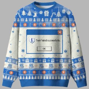 Alternative view of Task Failed Successfully Ugly Christmas Sweater - gullprint.com