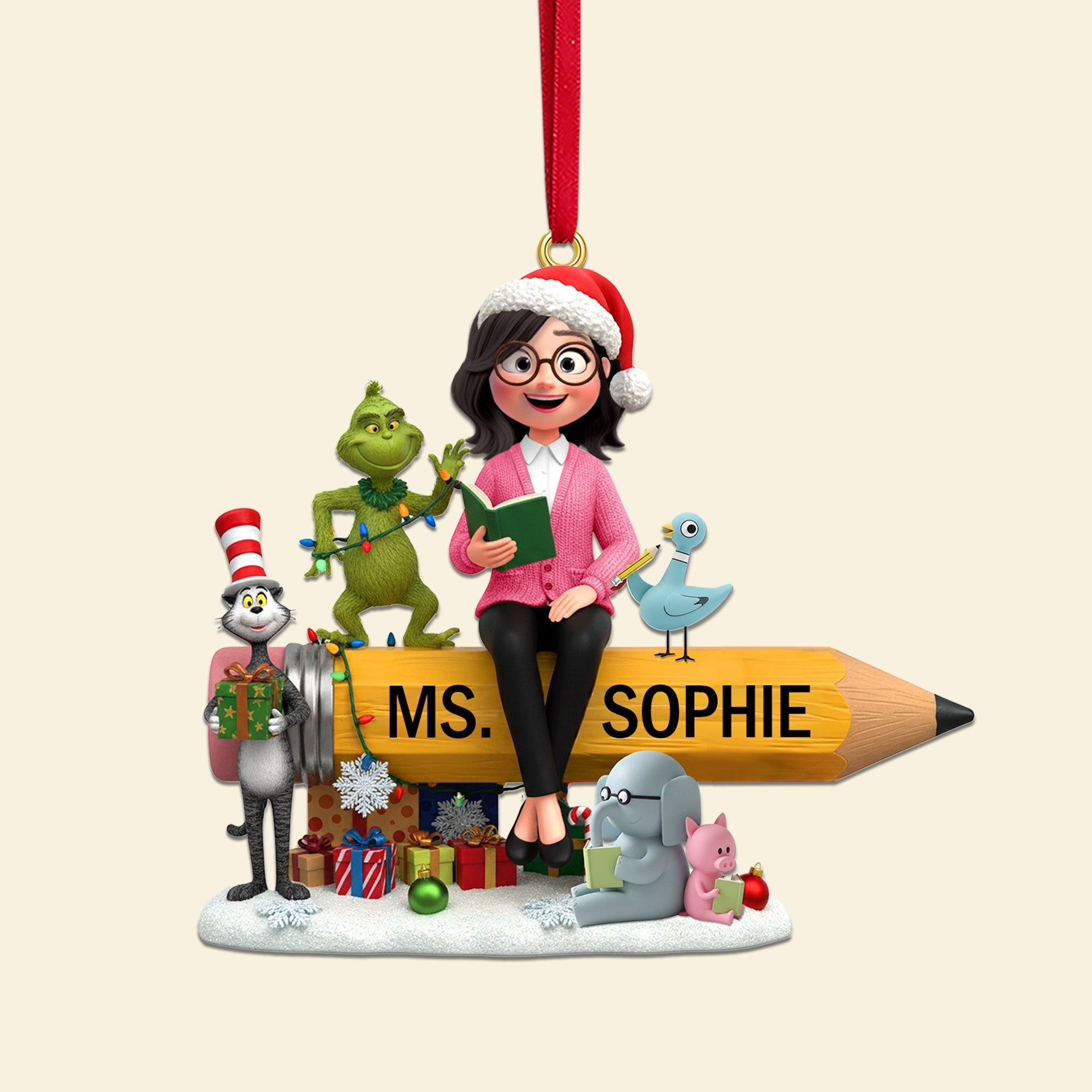 Teacher Acrylic Ornament - Personalized Gift For Teacher Christmas Ornament 03NAMG290925 - Image 3