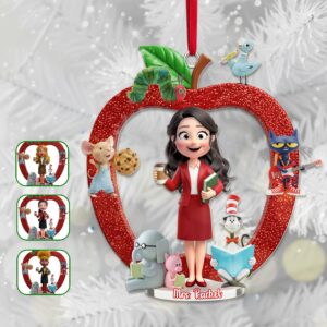 Teacher Apple Ornament - Personalized Gifts For Teacher Christmas Ornament 03NAMG061025