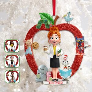 Alternative view of Teacher Apple Ornament - Personalized Gifts For Teacher Christmas Ornament 03NAMG061025
