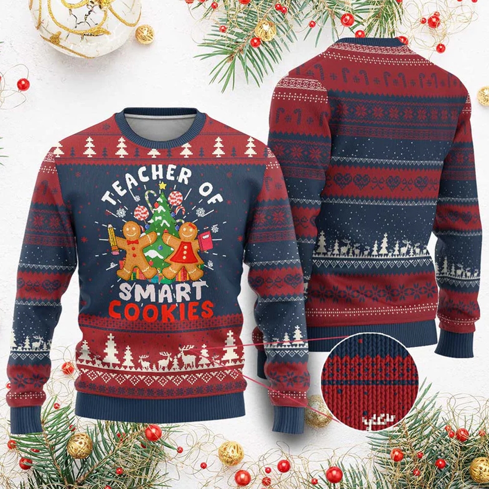 Teacher of Smart Cookies Ugly Christmas Sweater - Grishko.com