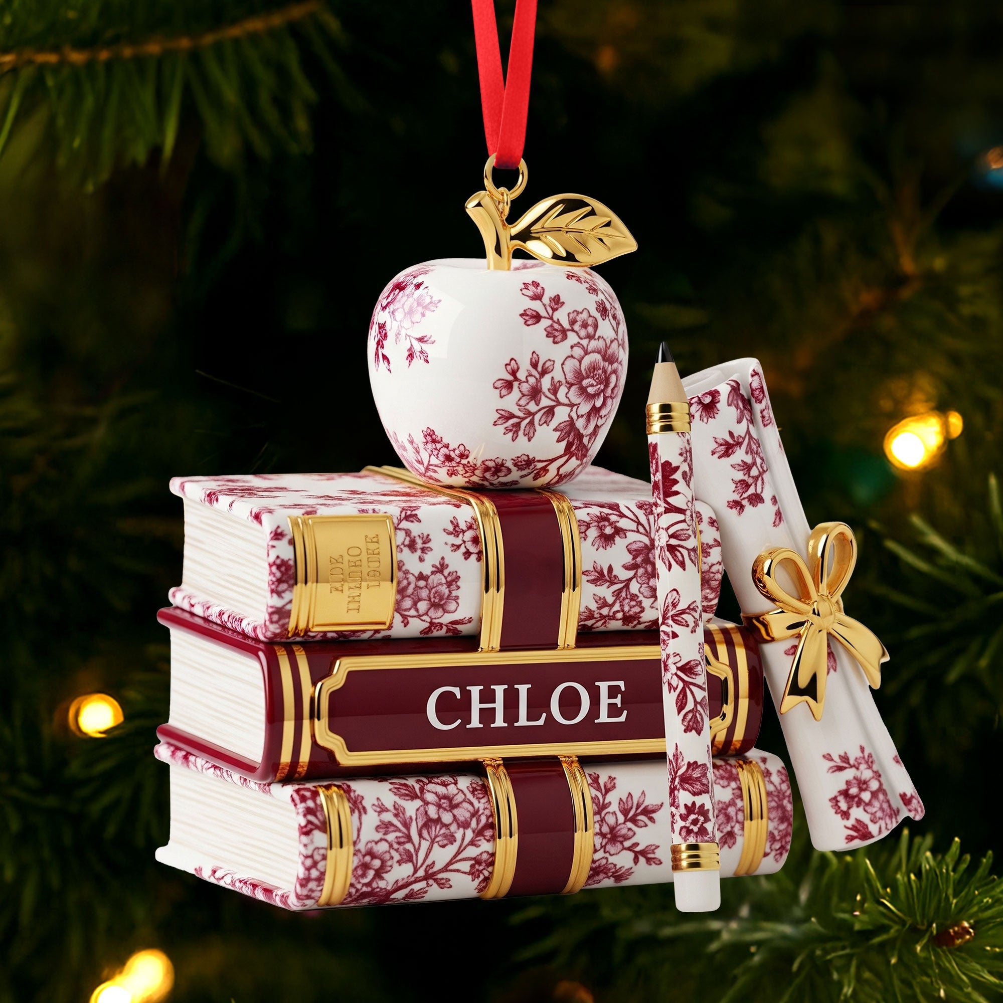 Teacher Toile de Jouy Acrylic Custom Shape Acrylic Ornament - Personalized Gifts For Teacher Christmas Ornament 01PGTI221025 - Image 3