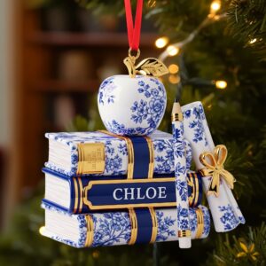 Teacher Toile de Jouy Acrylic Custom Shape Acrylic Ornament - Personalized Gifts For Teacher Christmas Ornament 01PGTI221025