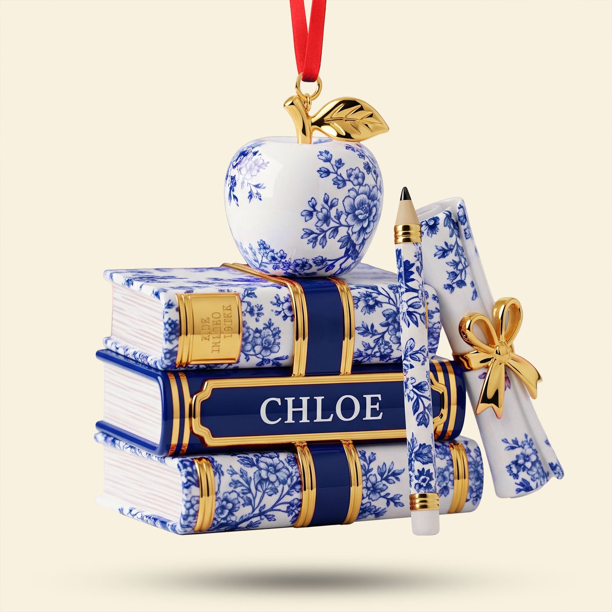 Alternative view of Teacher Toile de Jouy Acrylic Custom Shape Acrylic Ornament - Personalized Gifts For Teacher Christmas Ornament 01PGTI221025