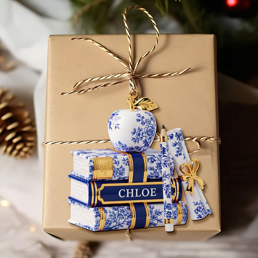 Teacher Toile de Jouy Acrylic Custom Shape Acrylic Ornament - Personalized Gifts For Teacher Christmas Ornament 01PGTI221025 - Image 4