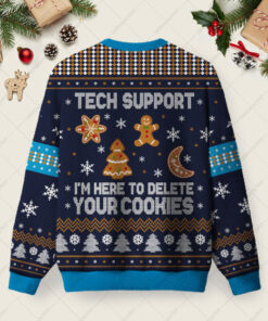 Alternative view of Tech Support Computer Programmer Blue Ugly Christmas Fuzzy Fleece Sweatshirt