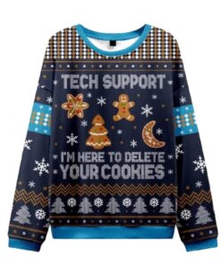 Tech Support Computer Programmer Blue Ugly Christmas Knit Sweater