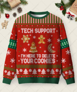 Tech Support Computer Programmer Red Ugly Christmas Fuzzy Fleece Sweatshirt