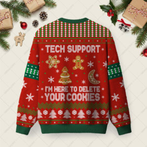 Alternative view of Tech Support Computer Programmer Red Ugly Christmas Fuzzy Fleece Sweatshirt