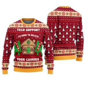 Alternative view of Tech Support Delete Your Cookies Funny Xmas Sweater - Grishko.com
