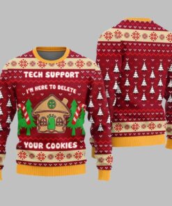 Tech Support Delete Your Cookies Ugly Sweater Christmas 2025
