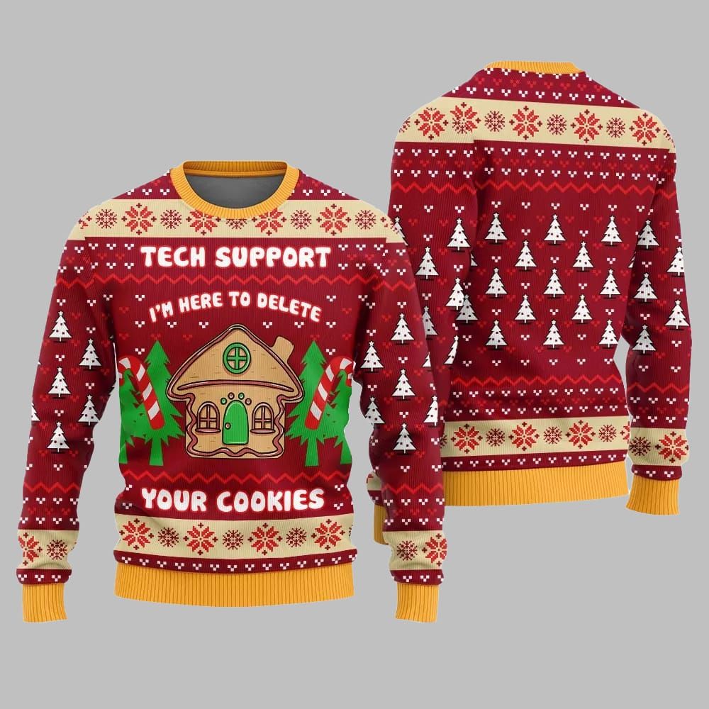 Tech Support Delete Your Cookies Ugly Sweater Christmas 2025 - Grishko.com