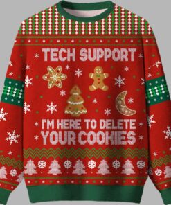 Alternative view of Tech Support I'm Here To Delete Your Cookies Ugly Christmas Sweater