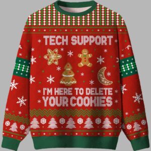 Alternative view of Tech Support I'm Here To Delete Your Cookies Ugly Christmas Sweater - gullprint.com
