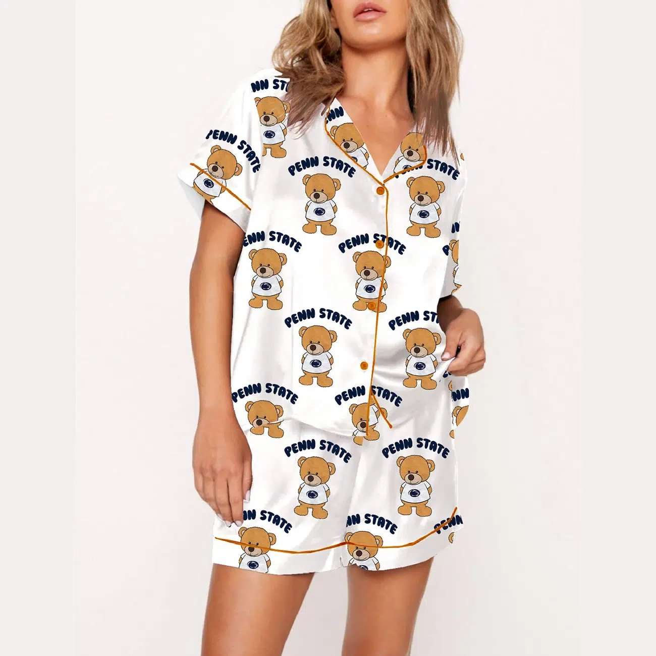 Alternative view of Teddy Bear Penn State Football Print Pajama Set