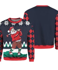 Alternative view of Teeing Off Golfing Santa Ugly Christmas Sweater