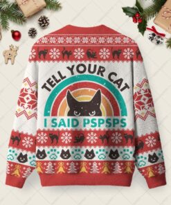 Alternative view of Tell Your Cat Ugly Christmas Fuzzy Fleece Sweatshirt