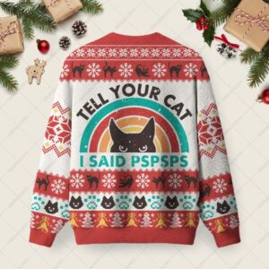 Alternative view of Tell Your Cat Ugly Christmas Fuzzy Fleece Sweatshirt