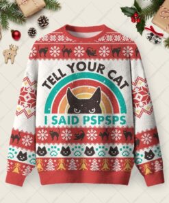 Tell Your Cat Ugly Christmas Fuzzy Fleece Sweatshirt