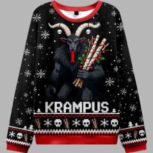 Alternative view of Terrifying Krampus Christmas Ugly Sweater - gullprint.com