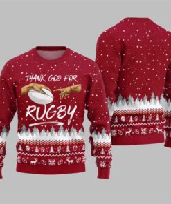 Alternative view of Thank Go For Rugby Ugly Sweater 2025 Christmas