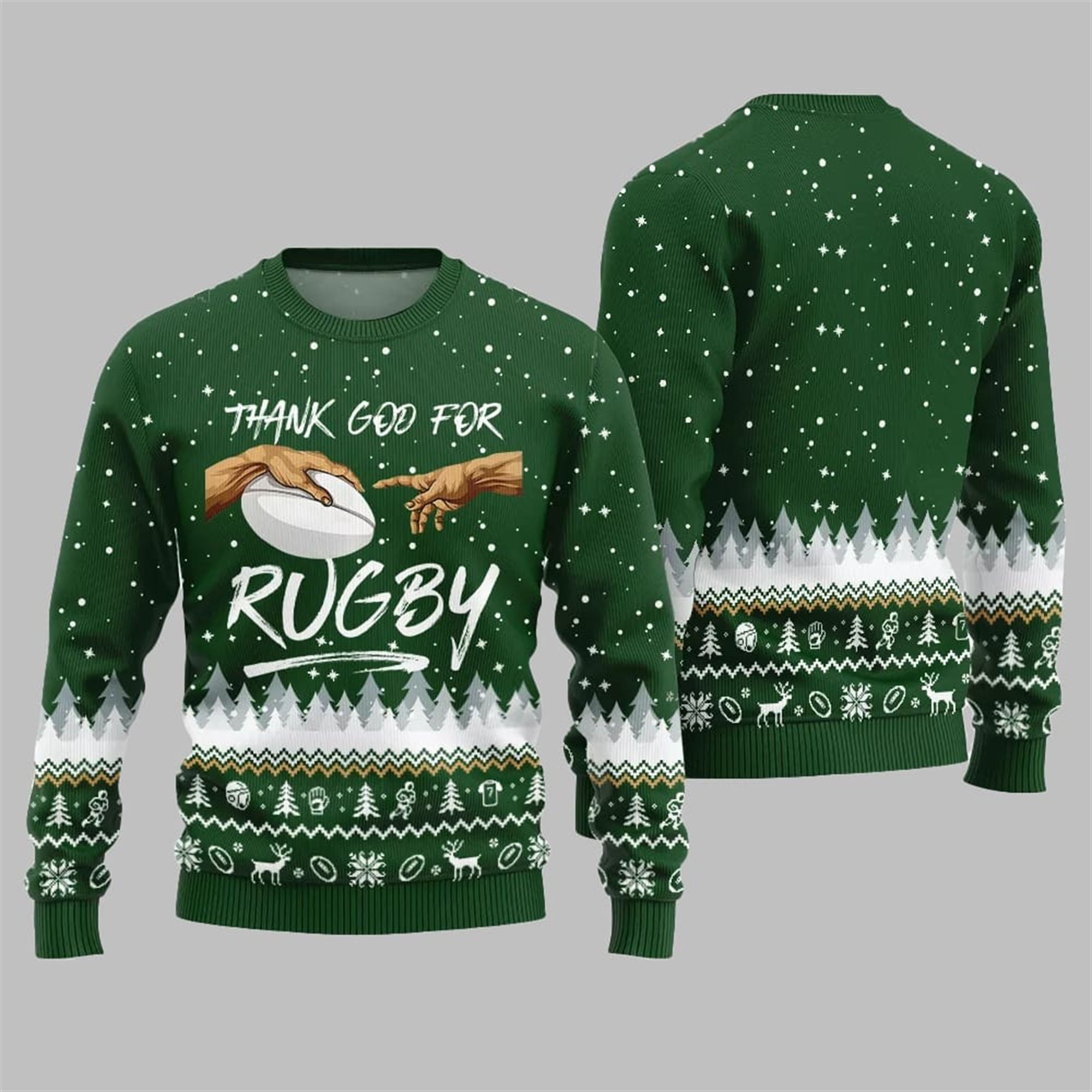 Thank Go For Rugby Ugly Sweater 2025 Christmas - Image 3