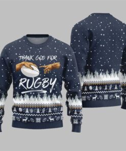 Thank Go For Rugby Ugly Sweater 2025 Christmas