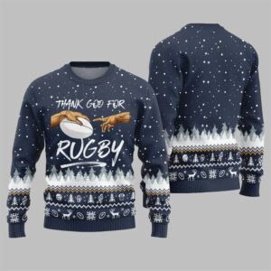 Thank Go For Rugby Ugly Sweater 2025 Christmas - Grishko.com