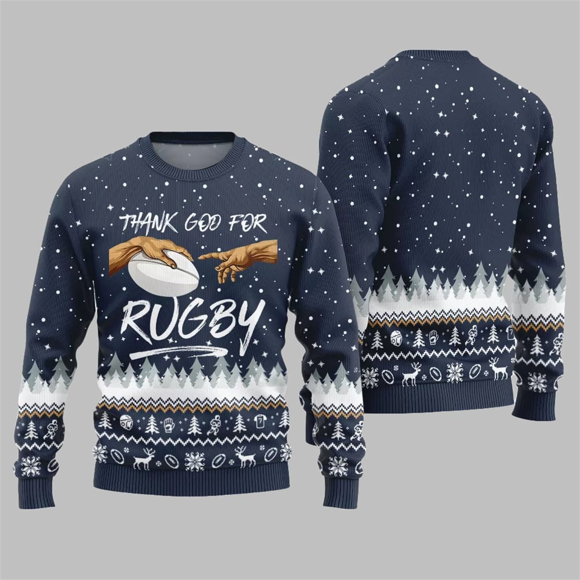 Thank Go For Rugby Ugly Sweater 2025 Christmas - Grishko.com