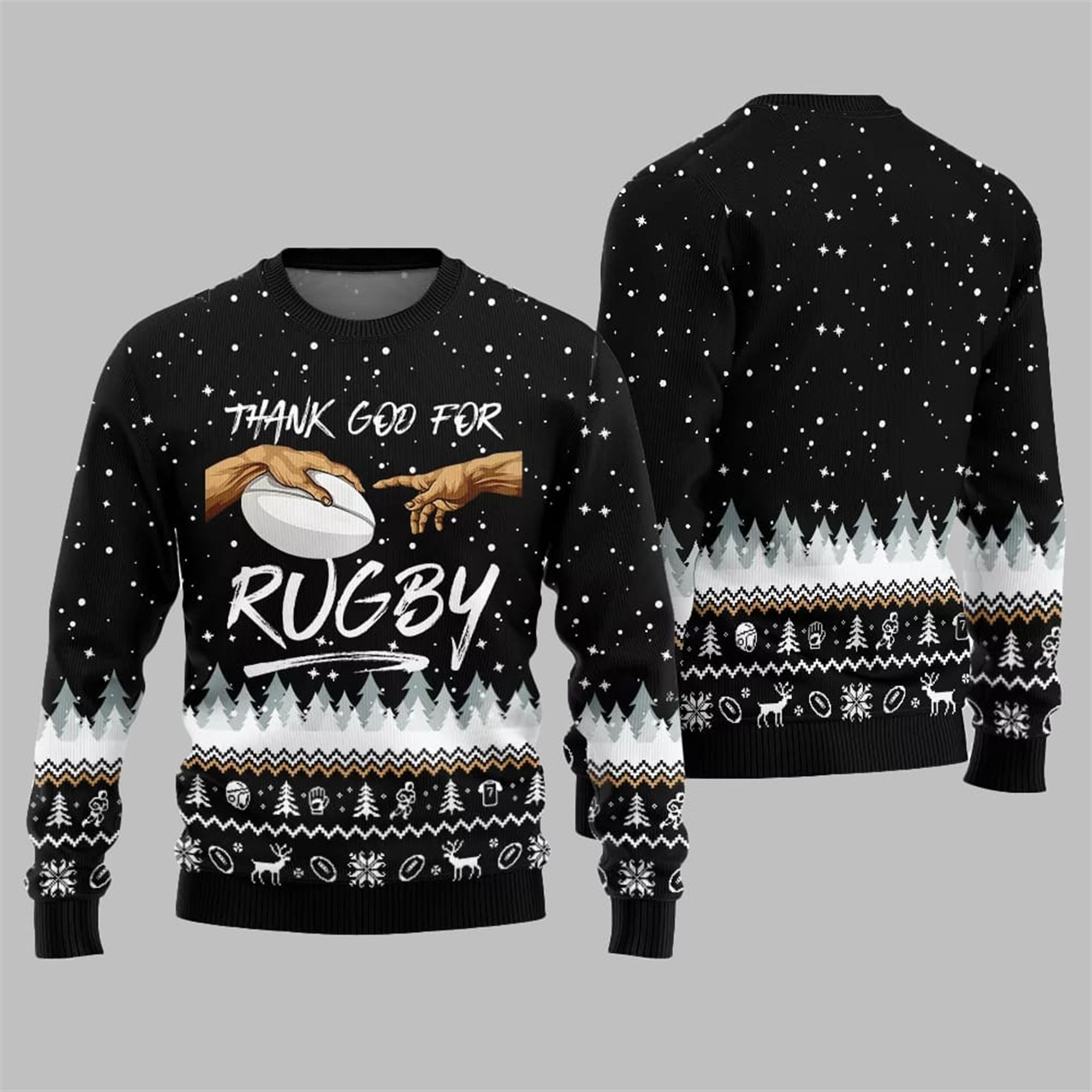 Thank Go For Rugby Ugly Sweater 2025 Christmas - Image 5