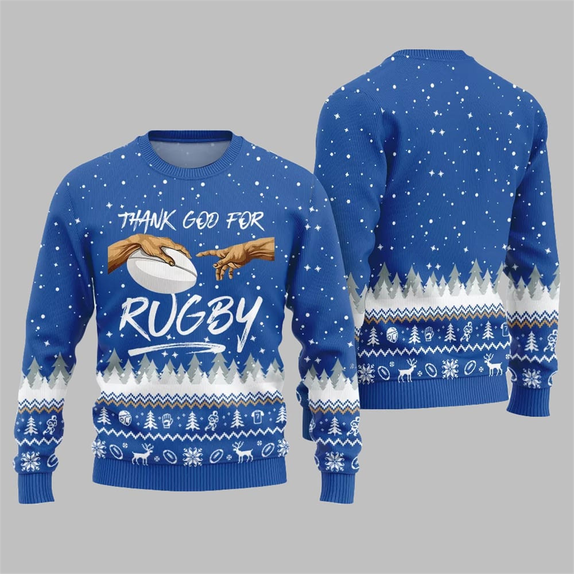 Thank Go For Rugby Ugly Sweater 2025 Christmas - Image 4