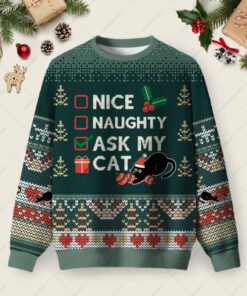 The Cat's Christmas List Ugly Christmas Fuzzy Fleece Sweatshirt