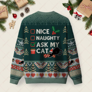 Alternative view of The Cat's Christmas List Ugly Christmas Fuzzy Fleece Sweatshirt