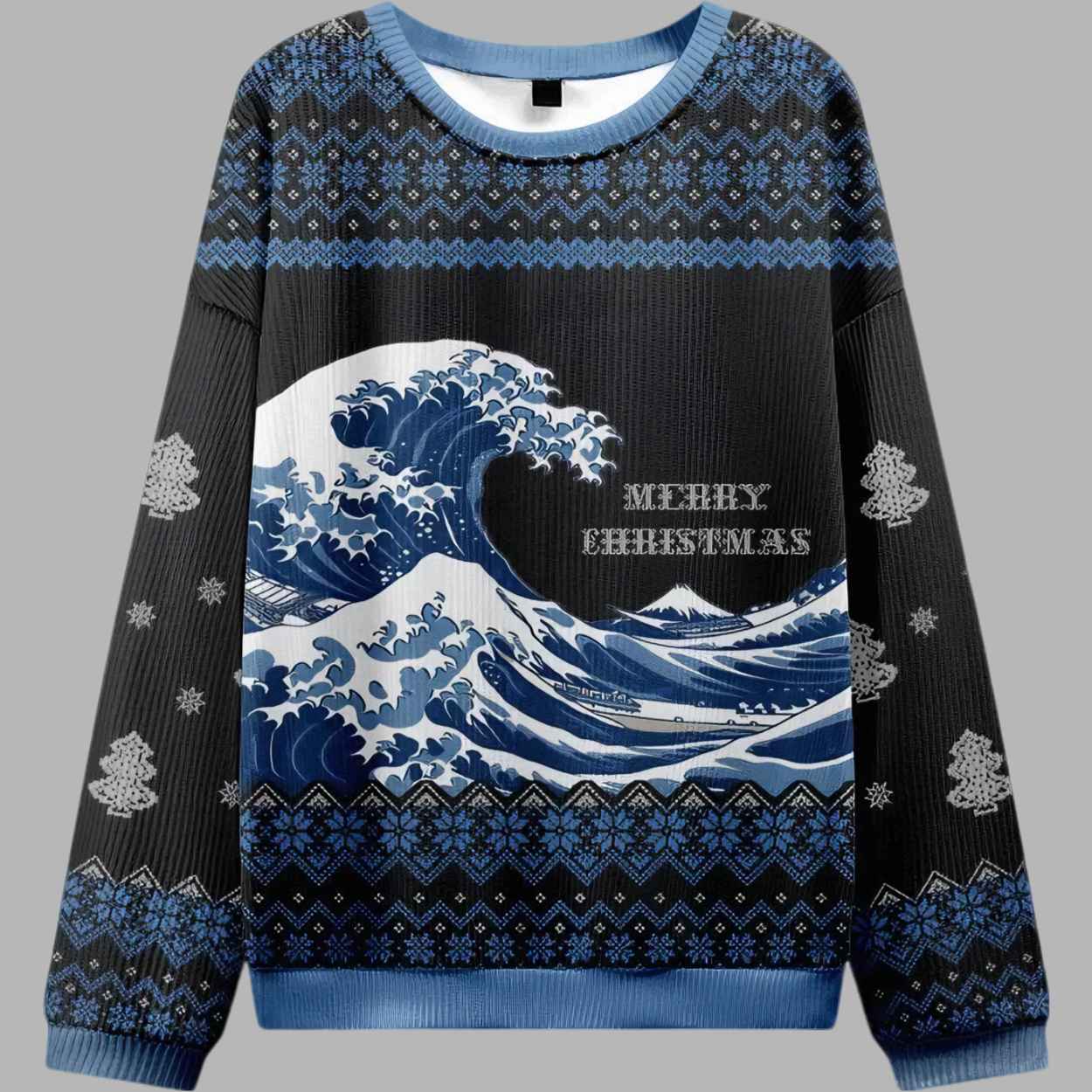 The Great Wave Japanese Ugly Christmas Sweater - gullprint.com
